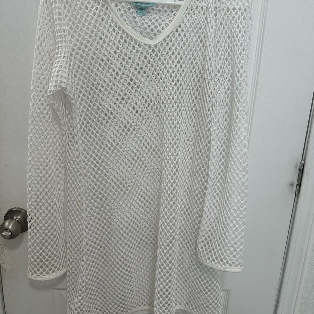 White Mesh Long Sleeve Top